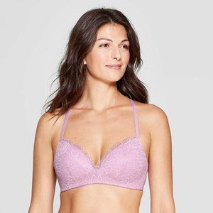 Women's Lace Hook & Eye Wireless Bralette Bra, XL